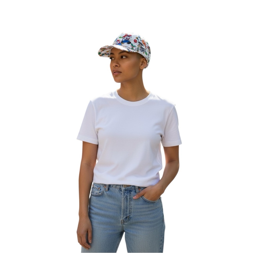 Super Mario Bros 3 White with Print Soft Baseball Cap One Size Fits Most
